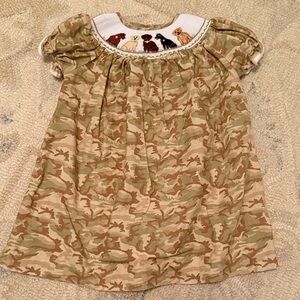 Smocked Camo Dog Dress - 18M